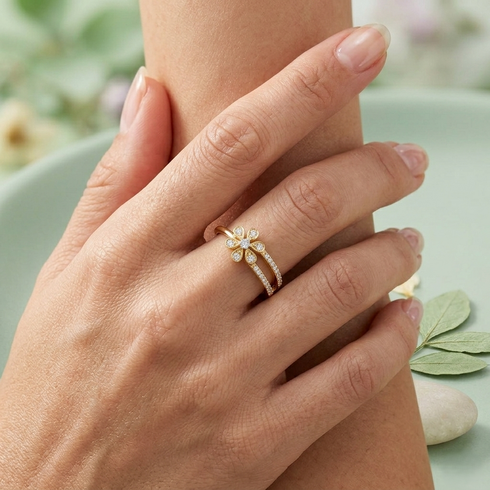 Blossoming Flora Split-Shank Diamond Ring
