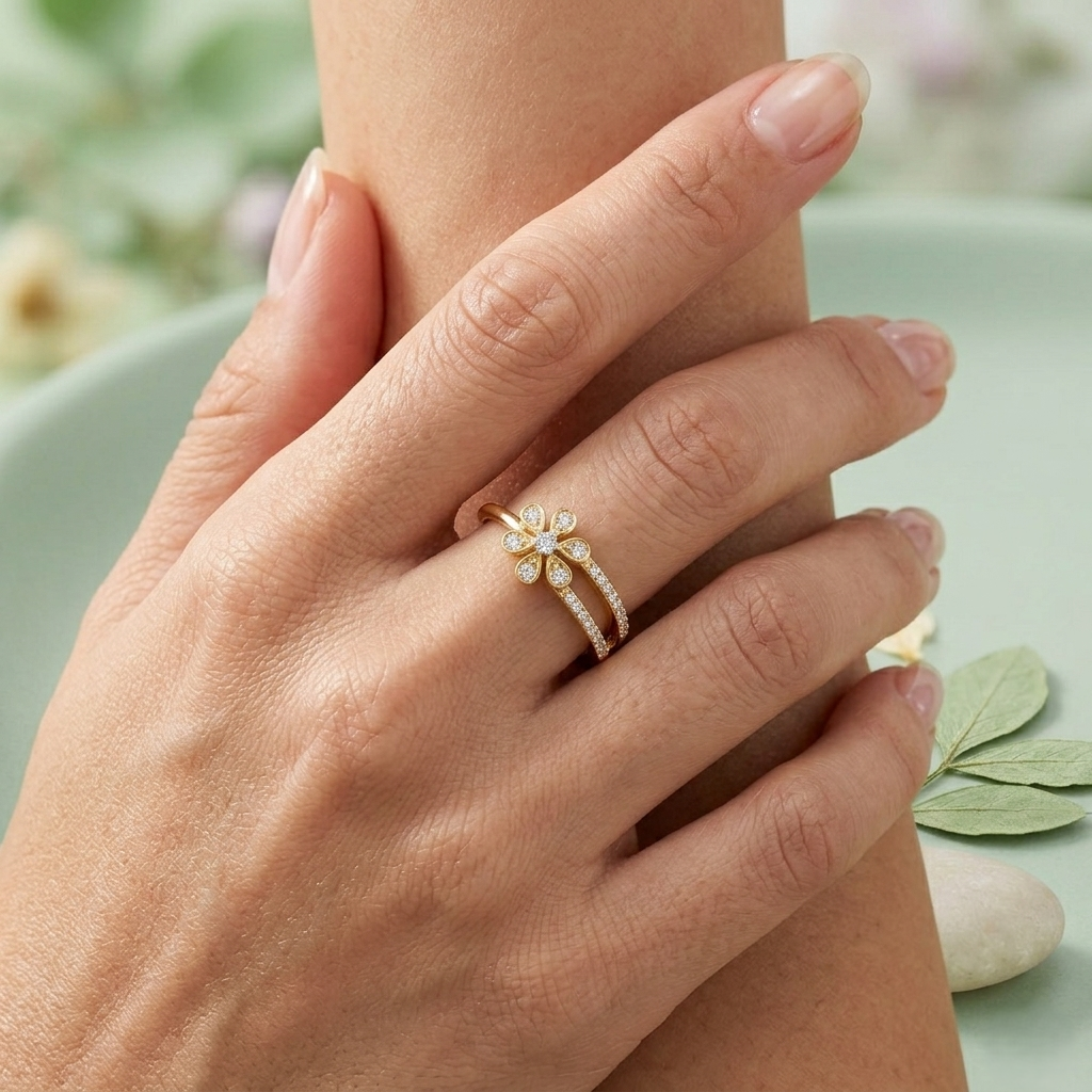 Blossoming Flora Split-Shank Diamond Ring
