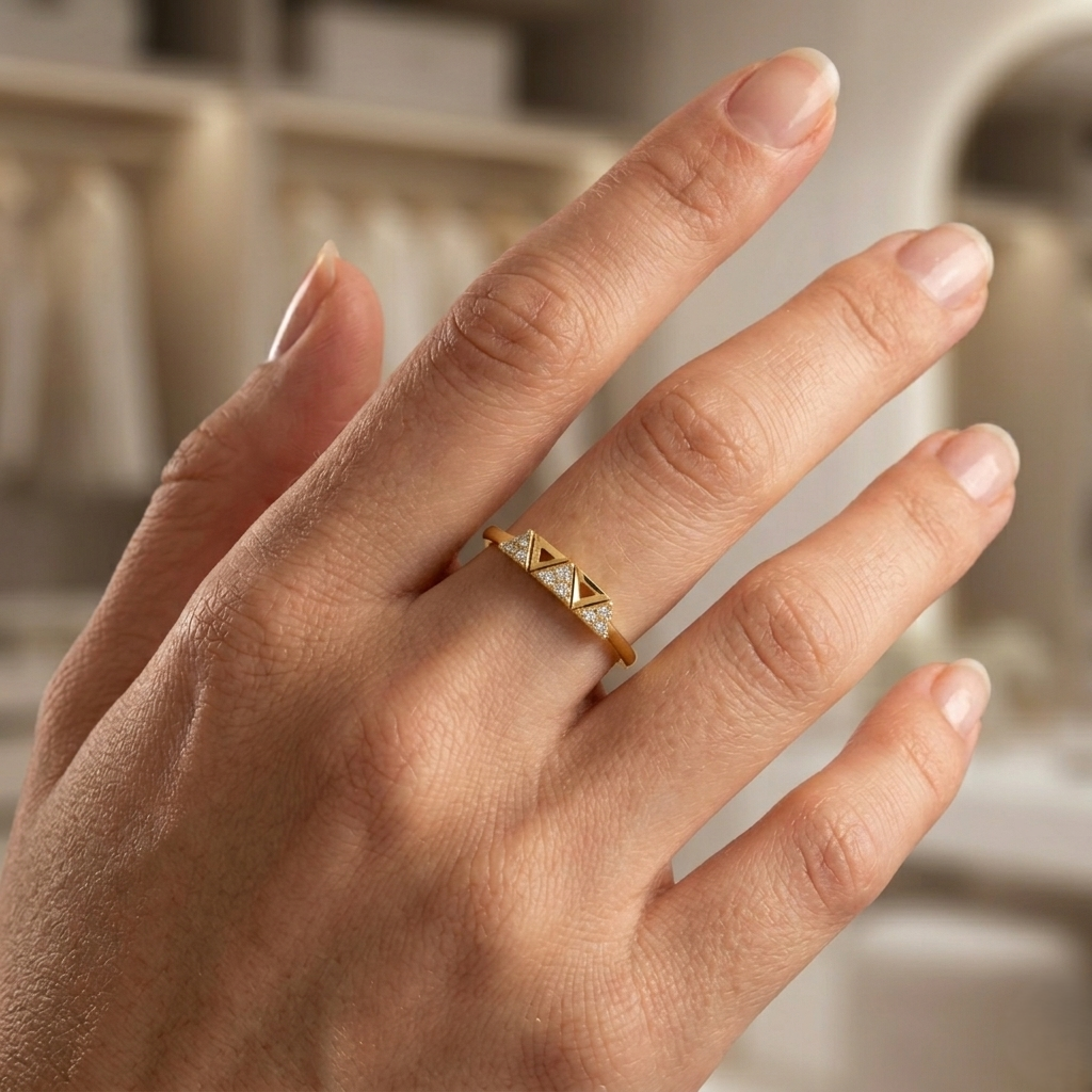 Golden Triangle Diamond Ring