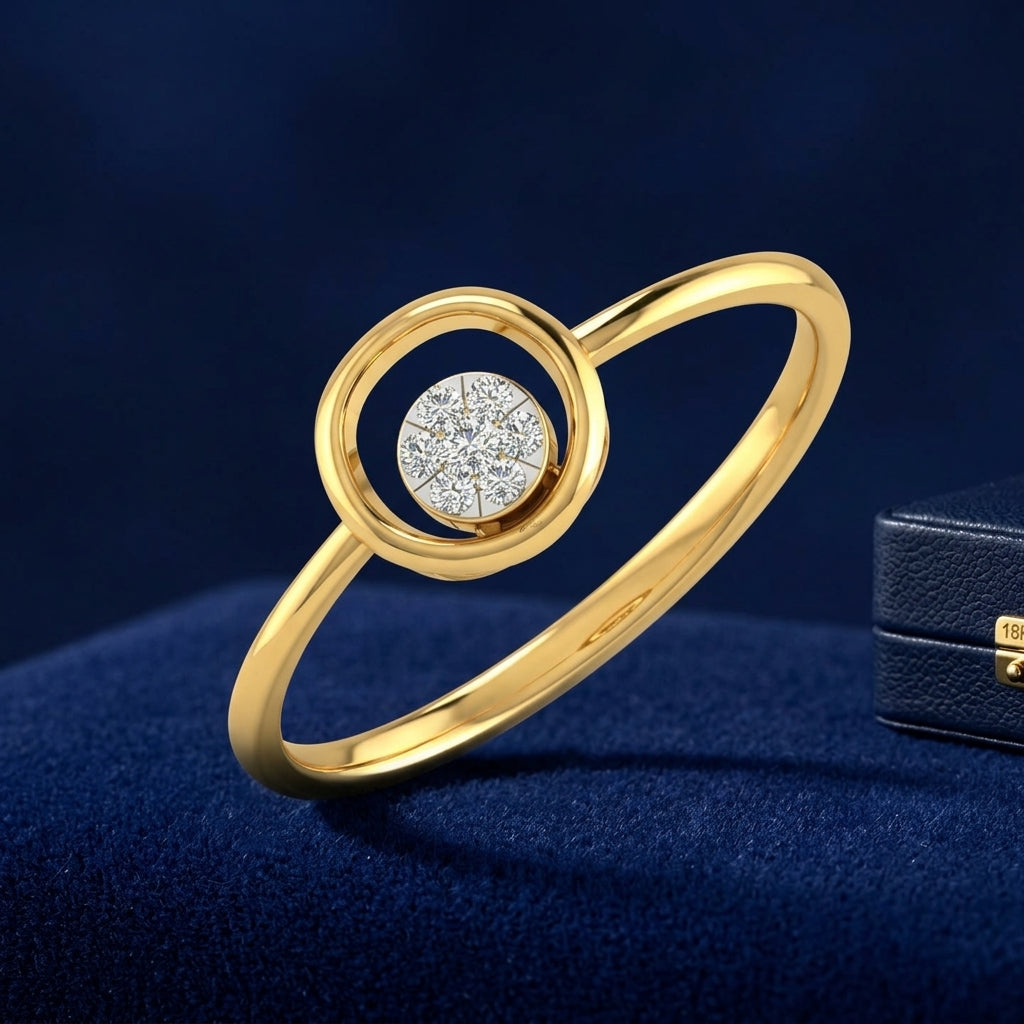 Golden Halo Diamond Ring