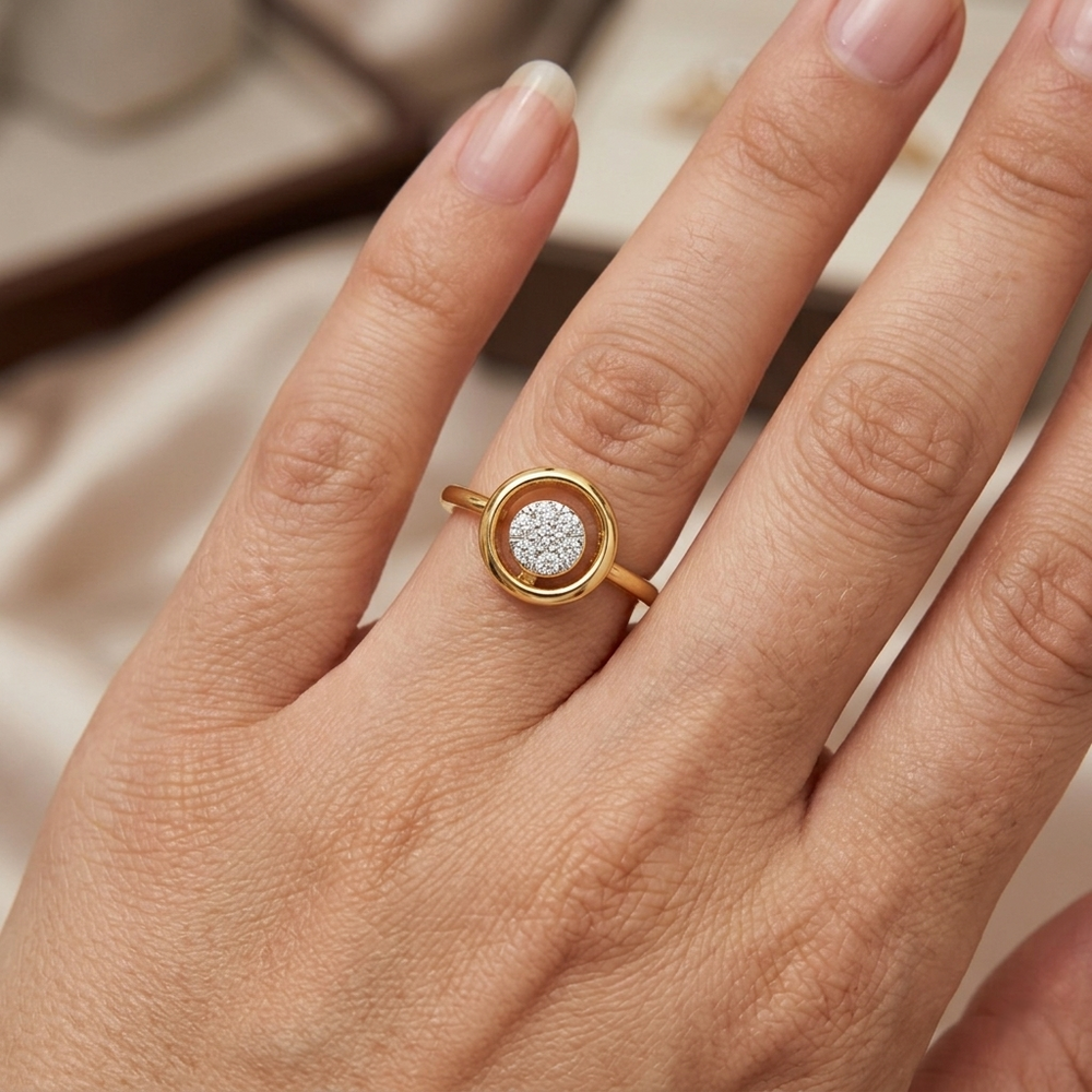 Golden Halo Diamond Ring