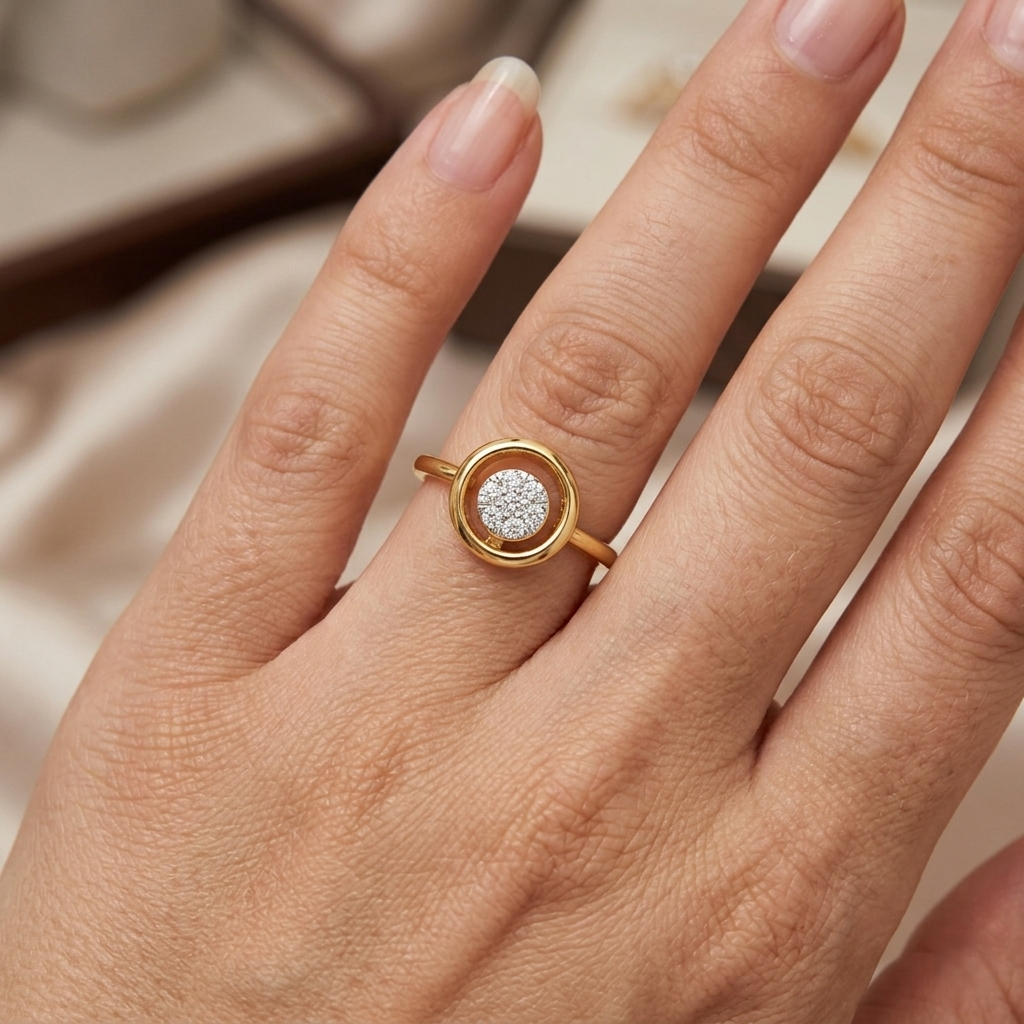Golden Halo Diamond Ring