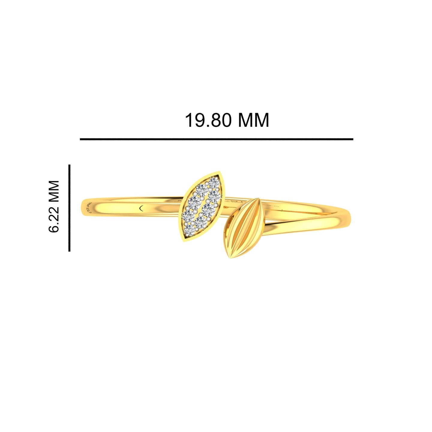 Dual Marquise Leaf Open Cuff Bangle