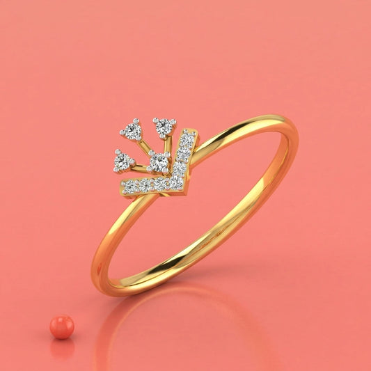 Geometric Tiara Crown Diamond Ring