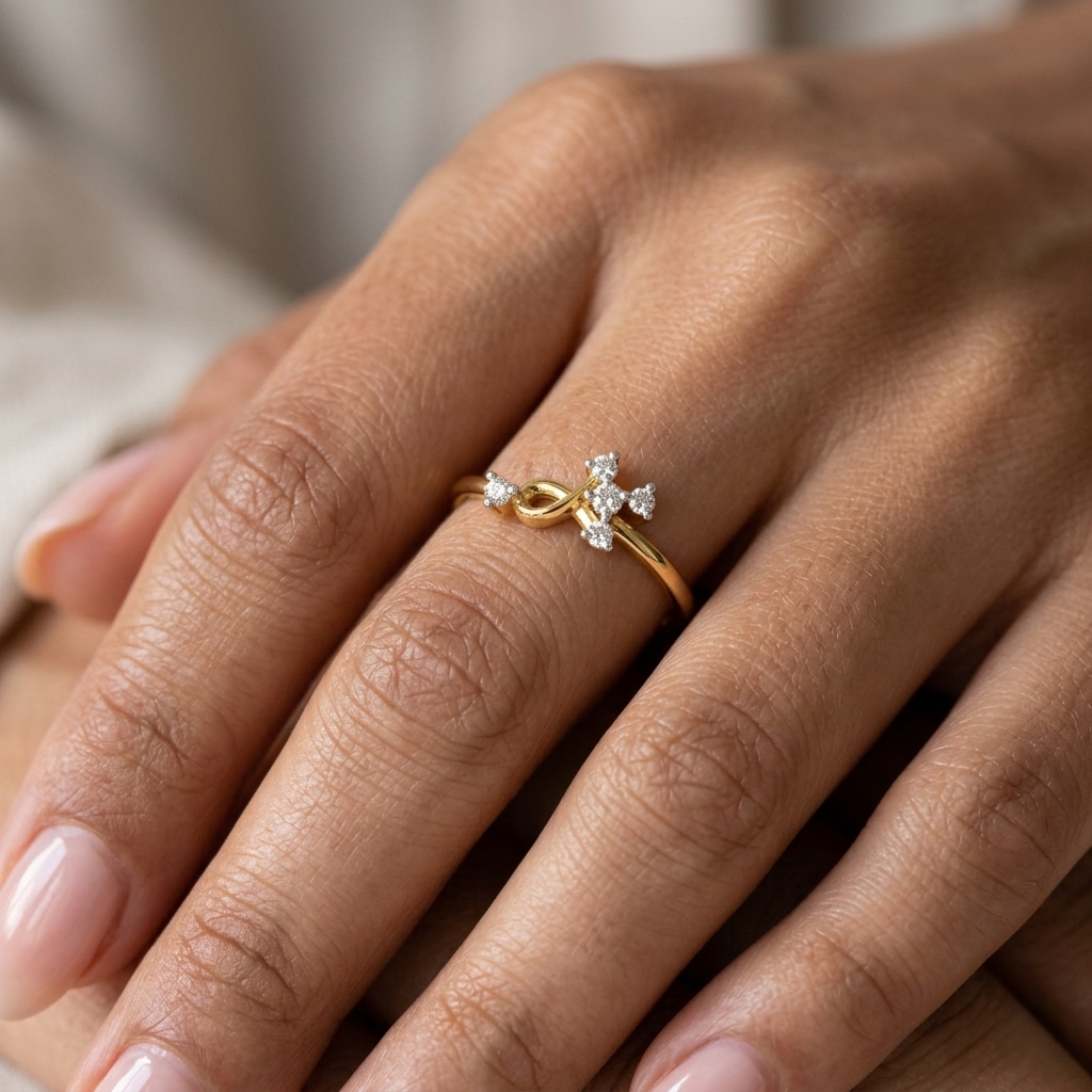 Infinity Cross Cluster Diamond Ring