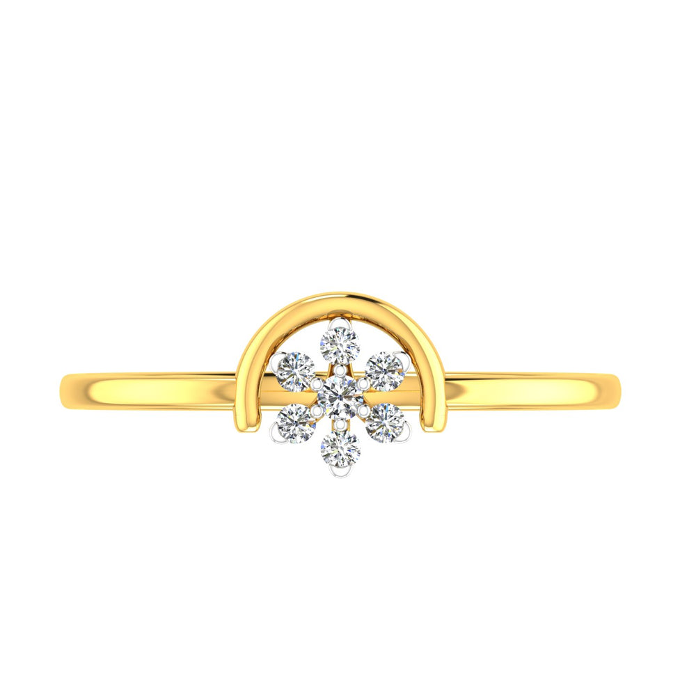 Dainty Floret Arch Halo Diamond Ring