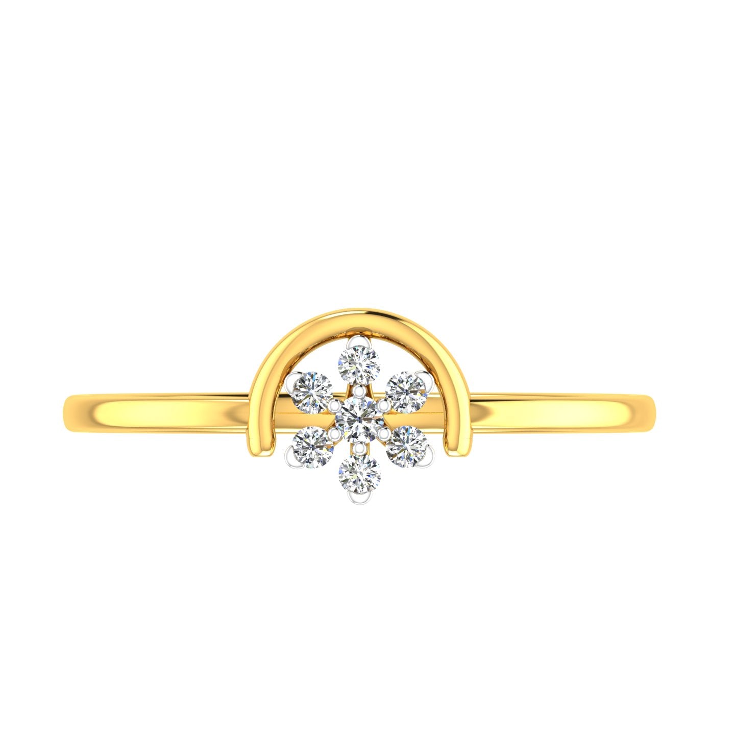 Dainty Floret Arch Halo Diamond Ring