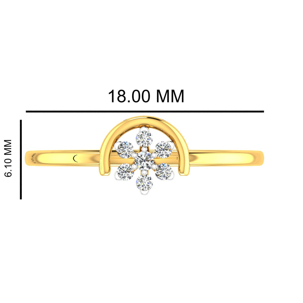 Dainty Floret Arch Halo Diamond Ring