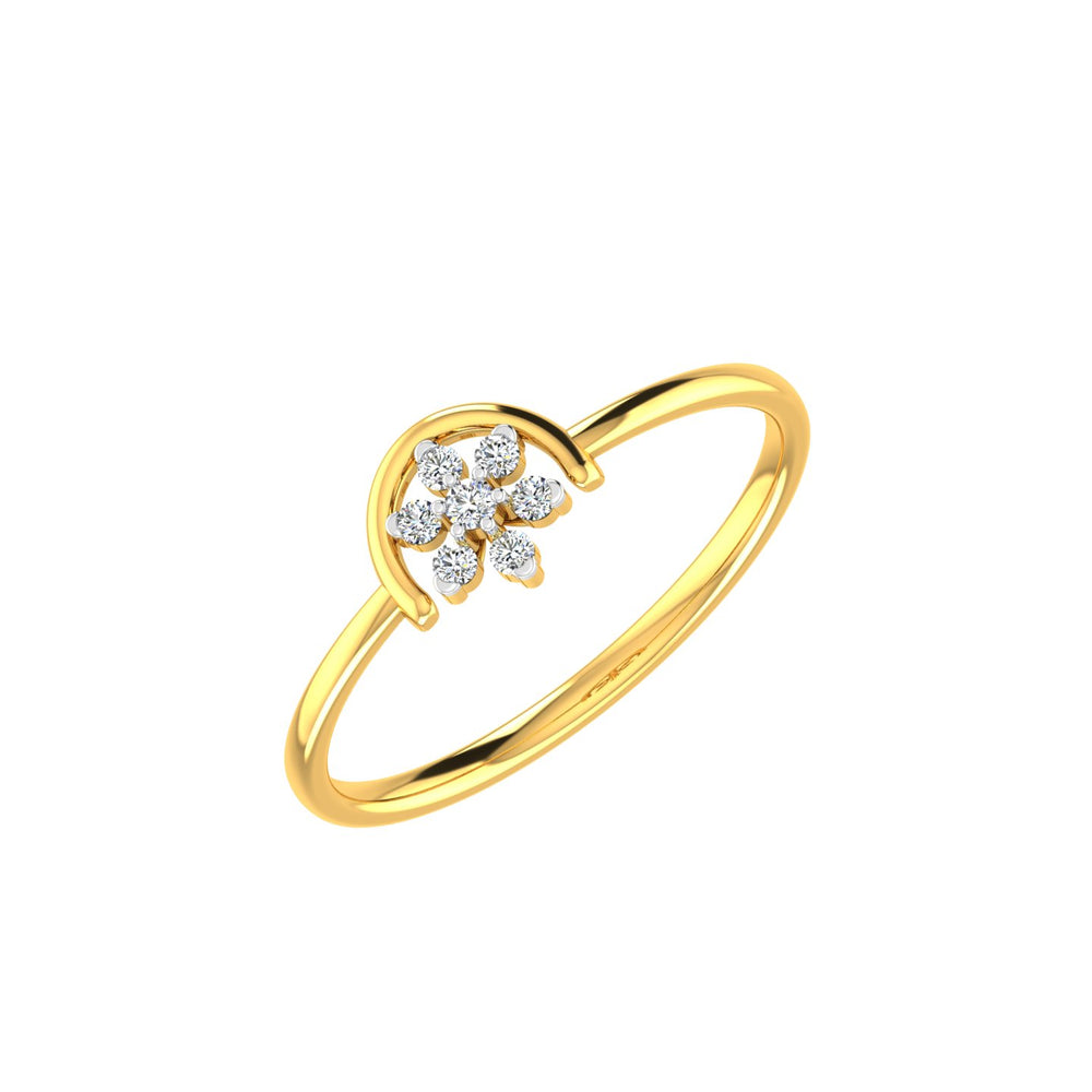 Dainty Floret Arch Halo Diamond Ring