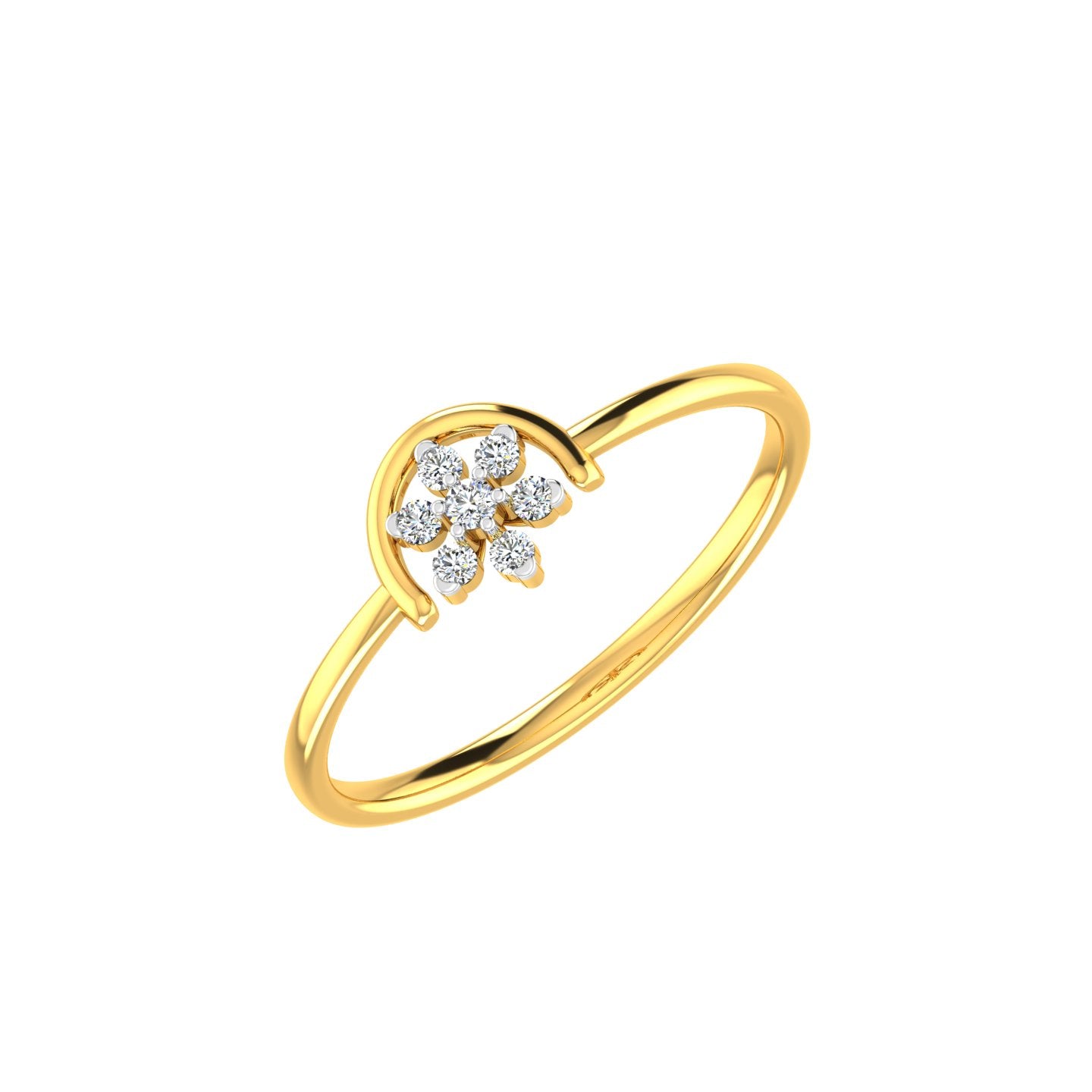 Dainty Floret Arch Halo Diamond Ring