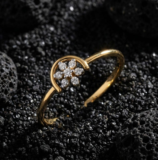 Dainty Floret Arch Halo Diamond Ring