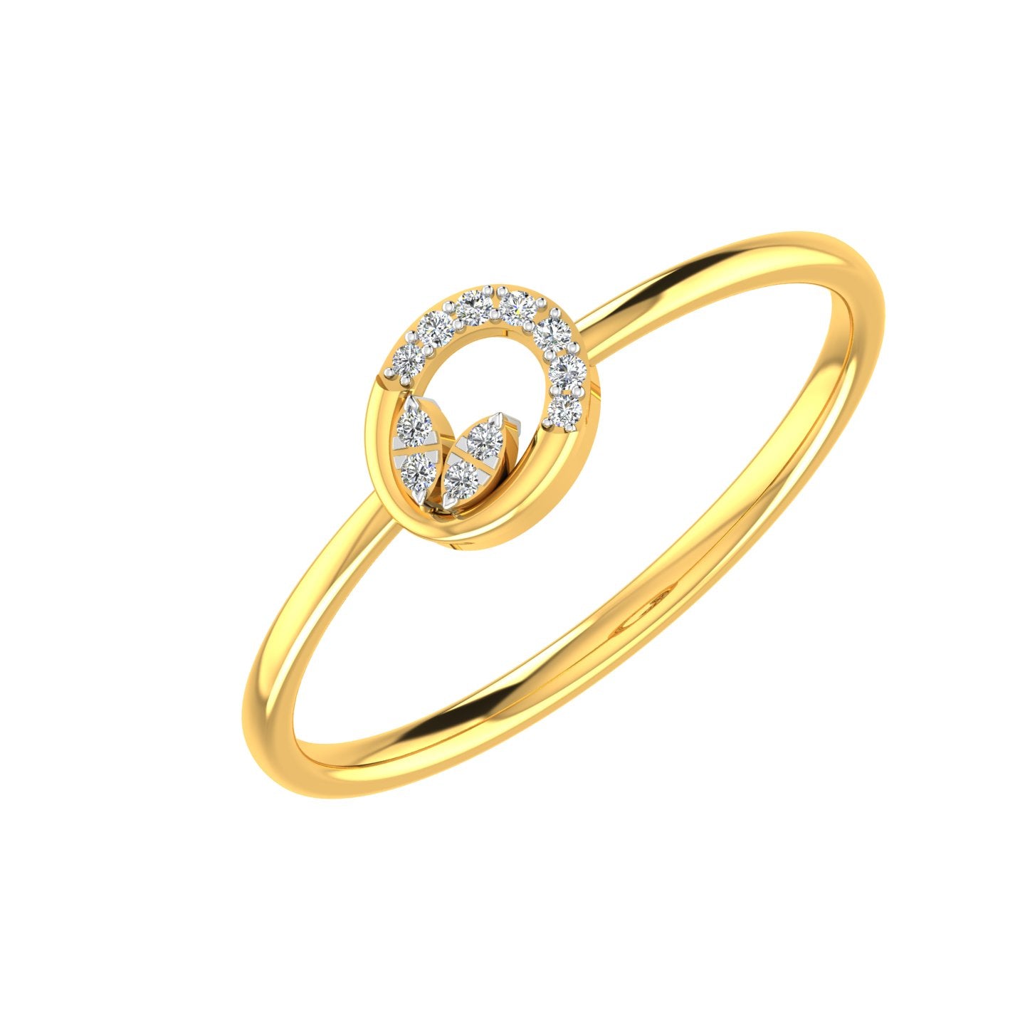 Oval Foliage Halo Diamond Ring