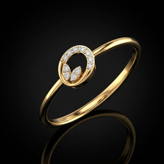 Oval Foliage Halo Diamond Ring