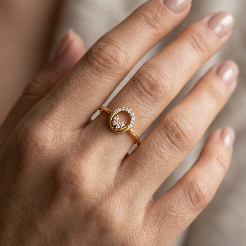 Oval Foliage Halo Diamond Ring