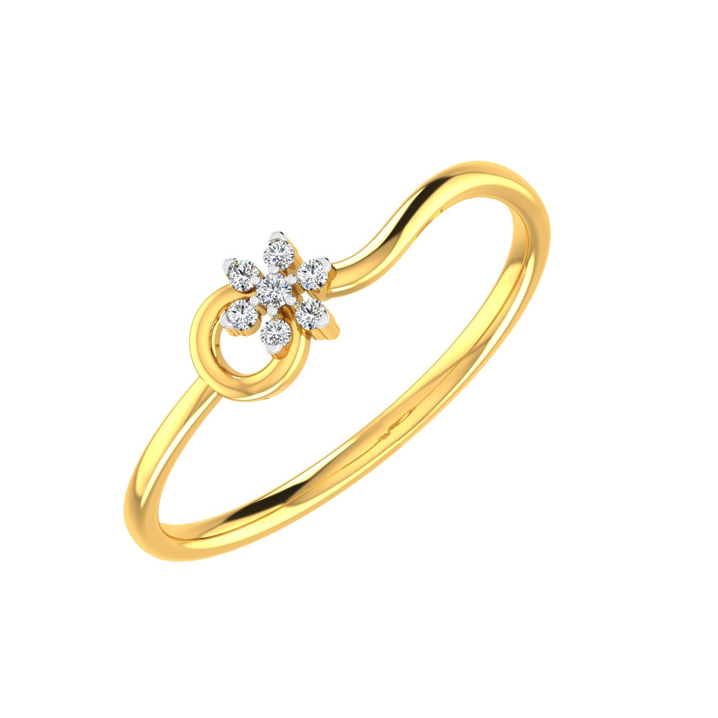 Swirling Floret Open Halo Diamond Ring