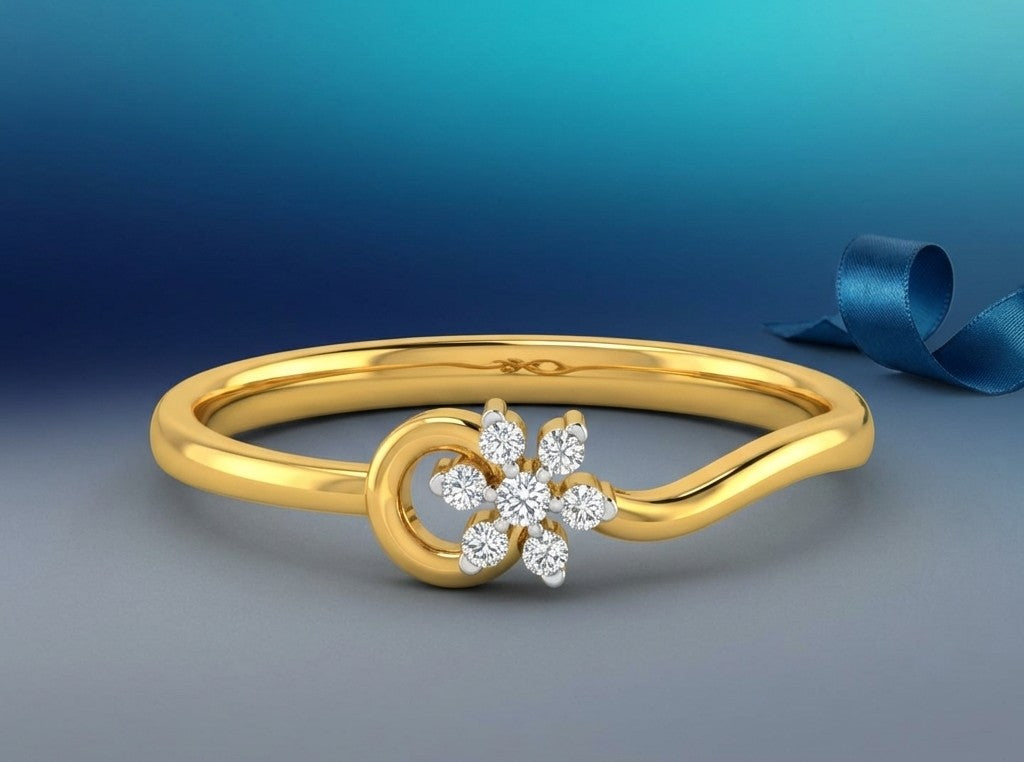 Swirling Floret Open Halo Diamond Ring