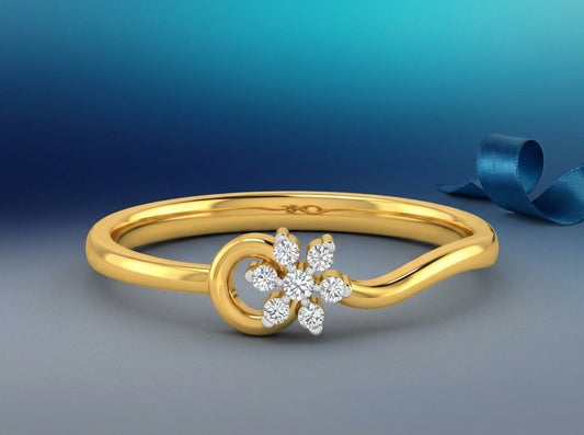 Swirling Floret Open Halo Diamond Ring
