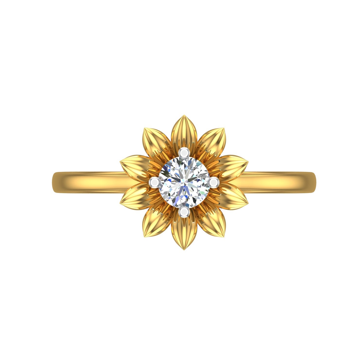 Sunflower Bloom Solitaire Ring