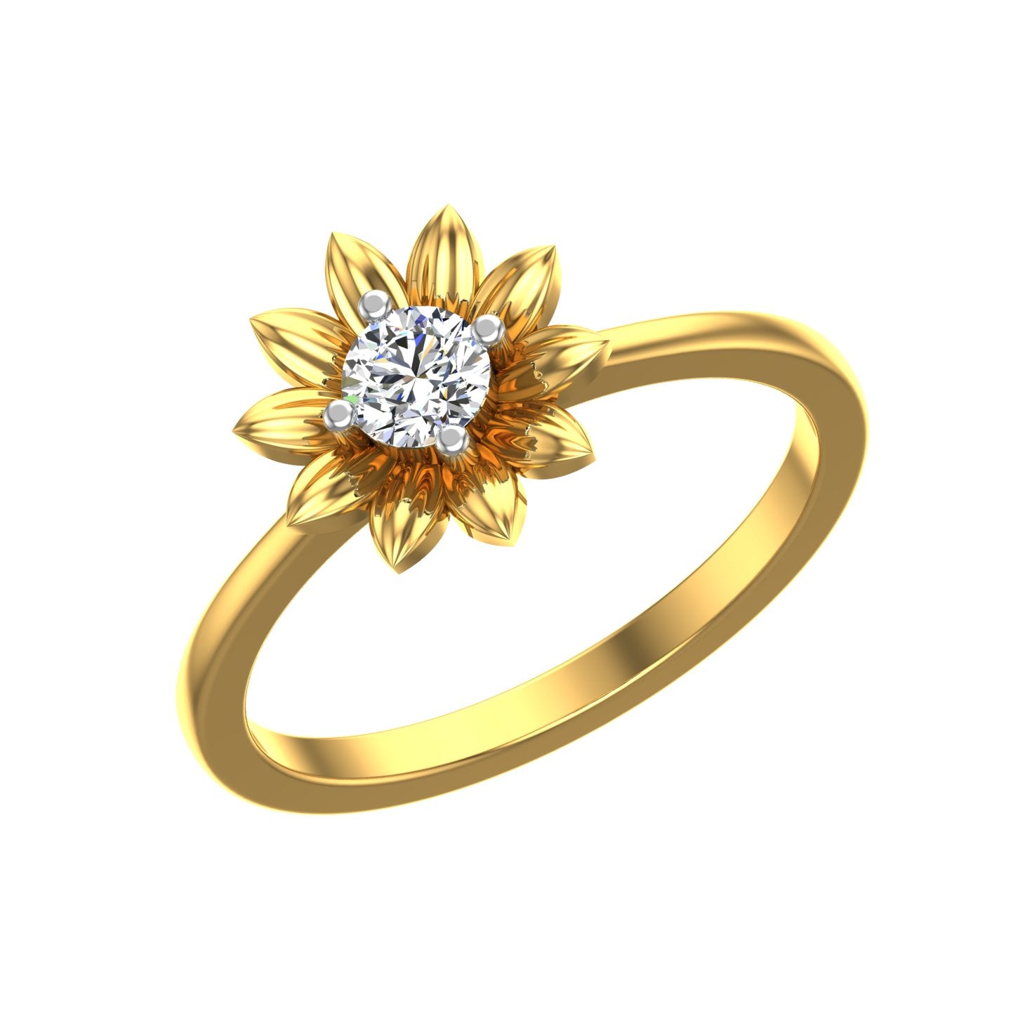 Sunflower Bloom Solitaire Ring