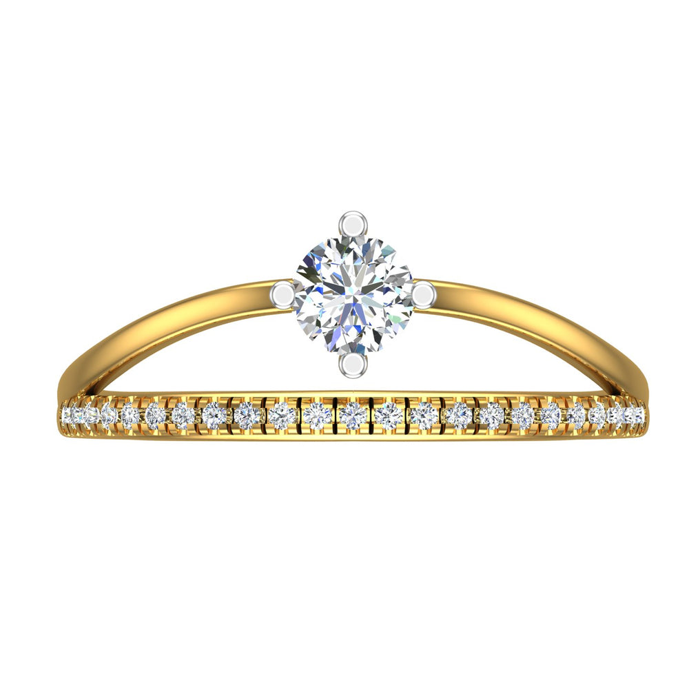 Crescent Crown Solitaire Ring