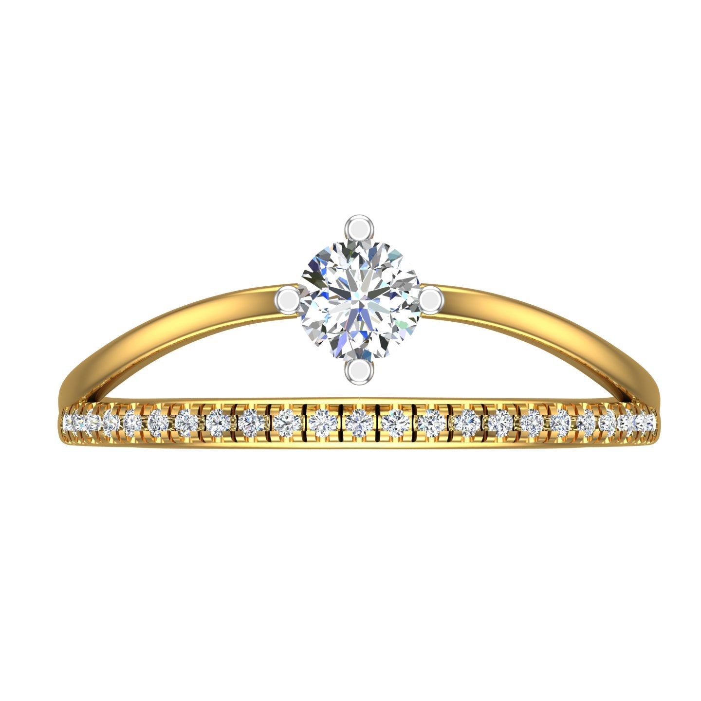 Crescent Crown Solitaire Ring