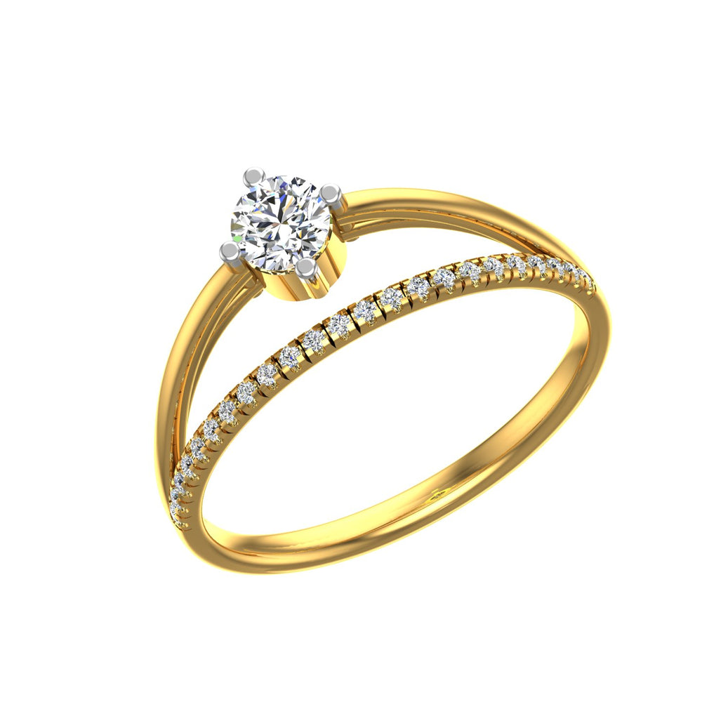 Crescent Crown Solitaire Ring