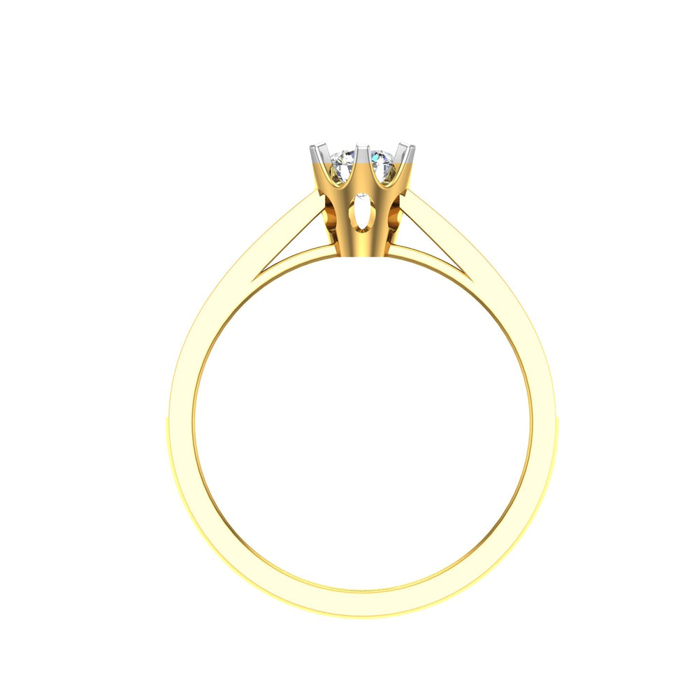 Classic Round Solitaire Ring with Pavé Accord Accent Band