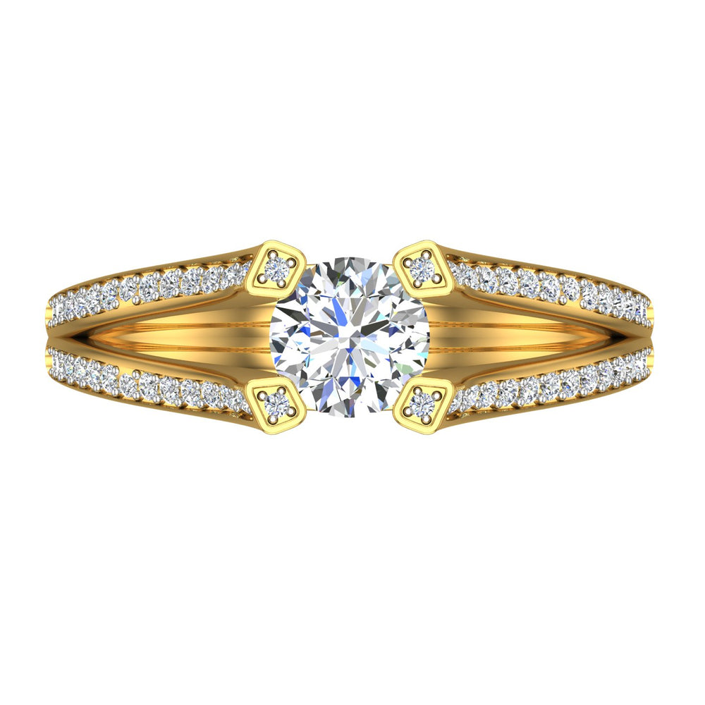 Split-Shank Dual Wave Solitaire Ring