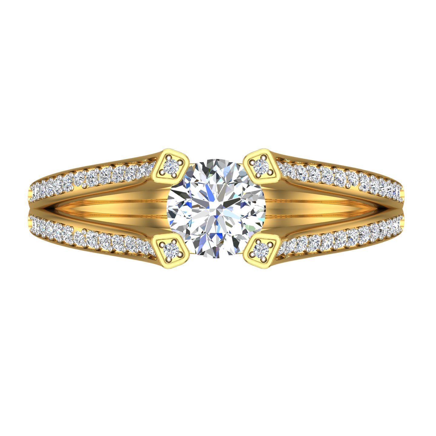 Split-Shank Dual Wave Solitaire Ring