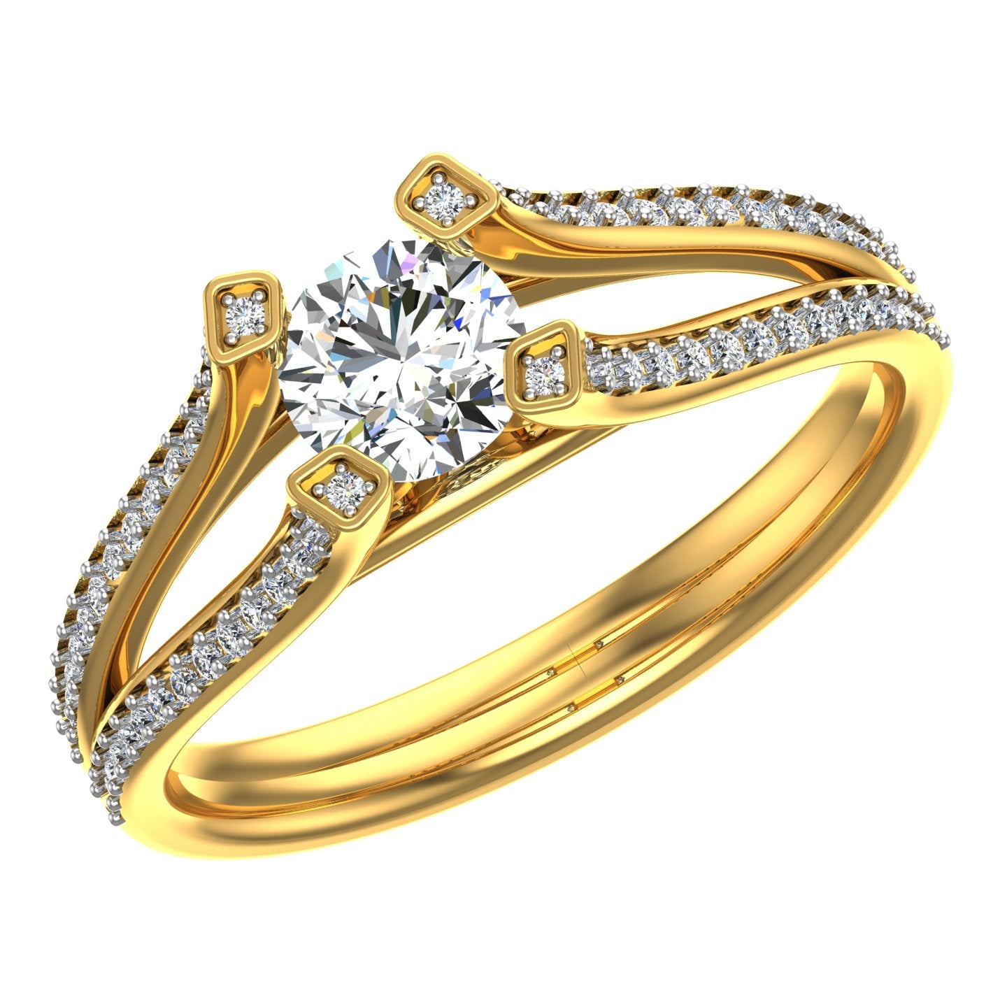 Split-Shank Dual Wave Solitaire Ring