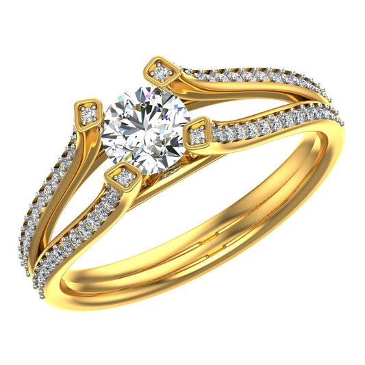 Split-Shank Dual Wave Solitaire Ring