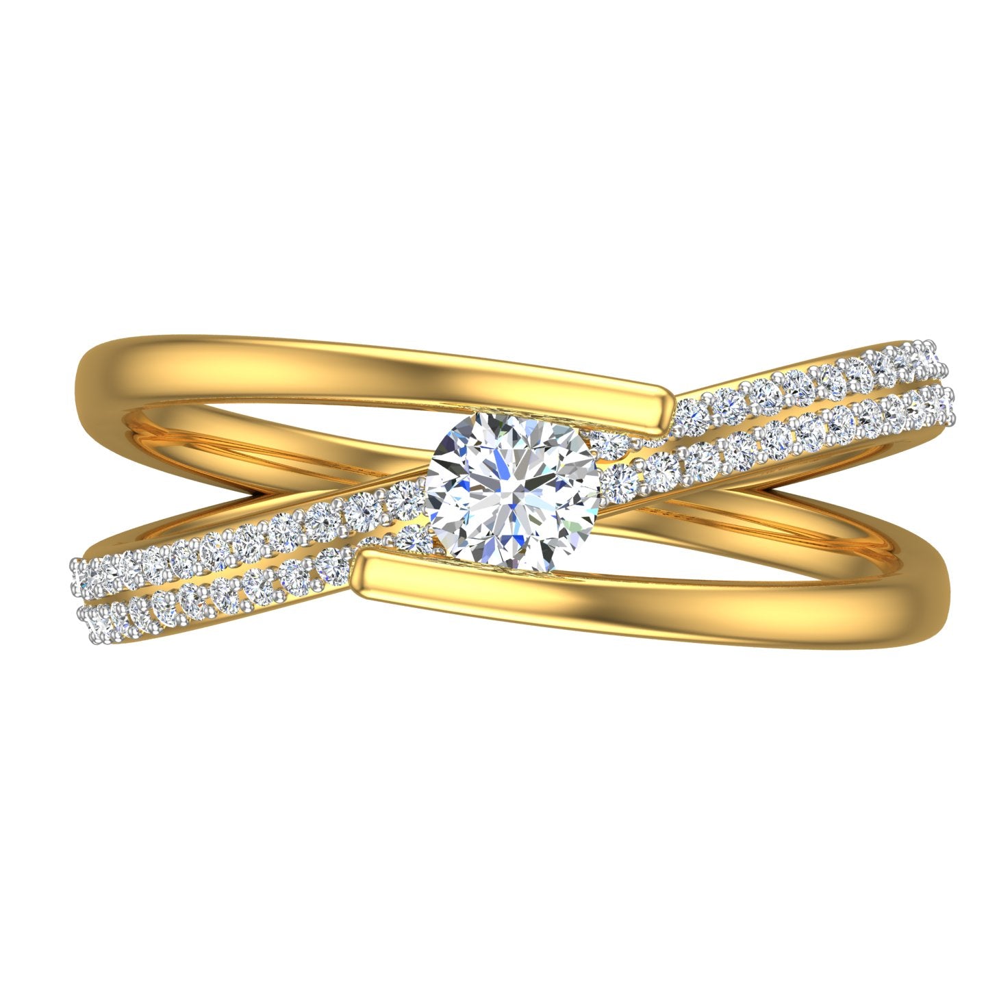Crossover Split-Shank X-Ring Solitaire