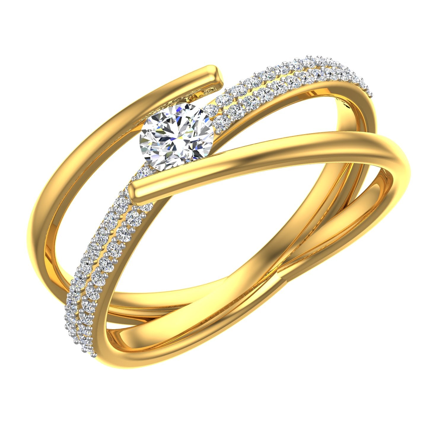 Crossover Split-Shank X-Ring Solitaire