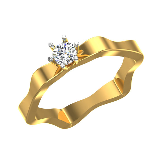 Wavy Zig-Zag Solitaire Engagement Ring