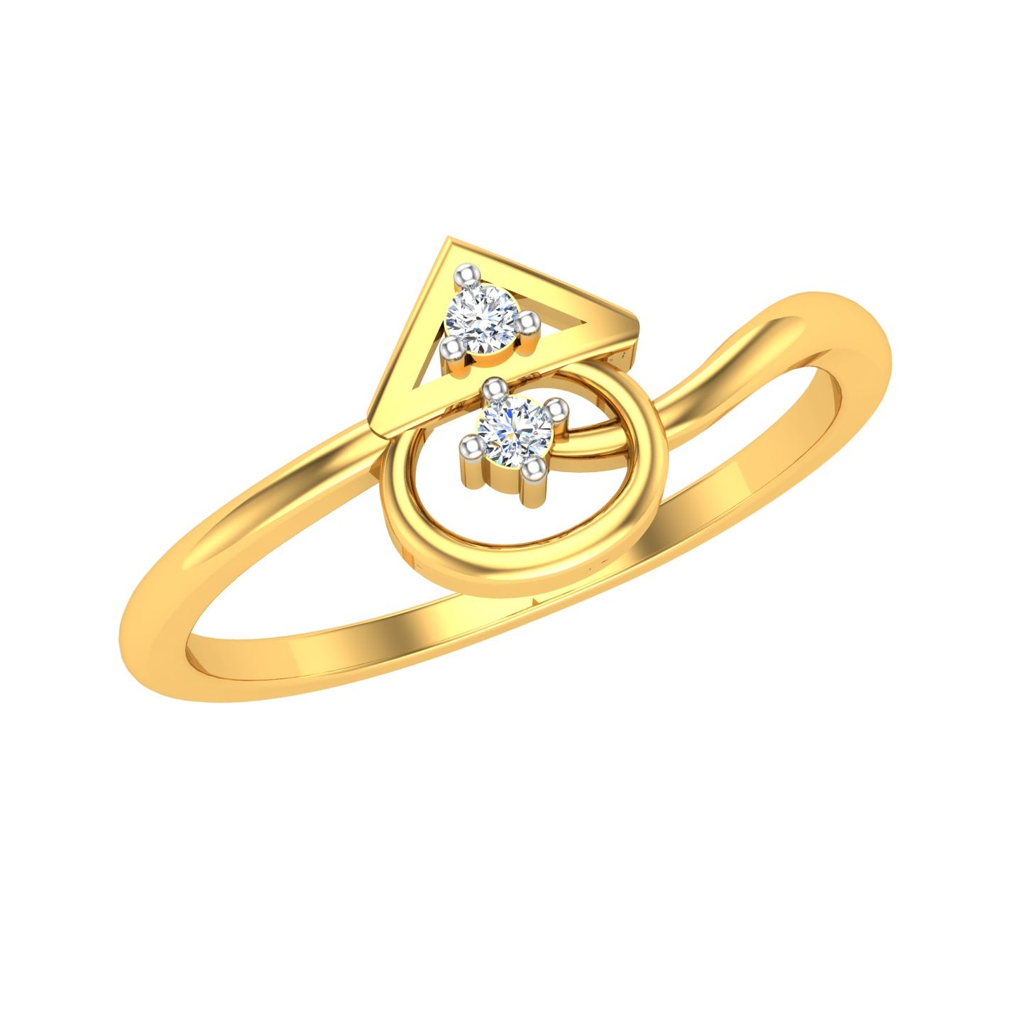 Asymmetric Loop and Foliage Diamond Ring