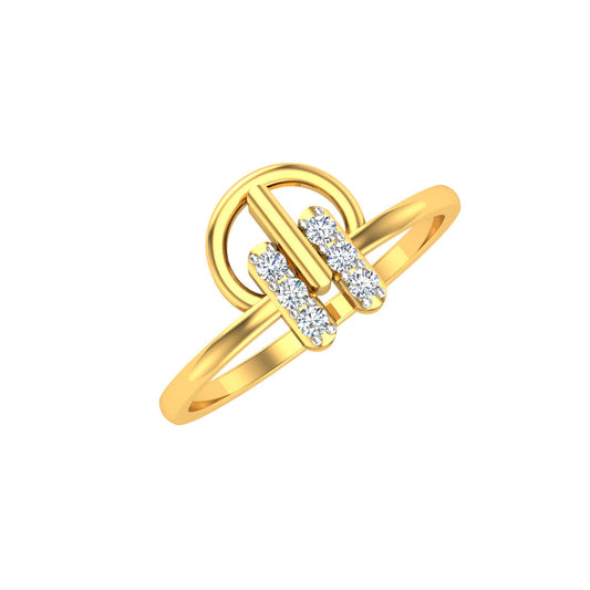 Geometric Triangle and Circle Bypass Diamond Ring