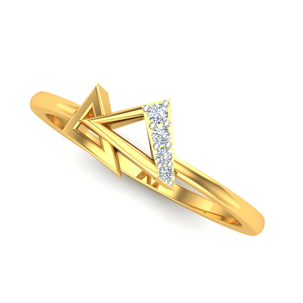 Geometric Chevron Arrowhead Diamond Ring