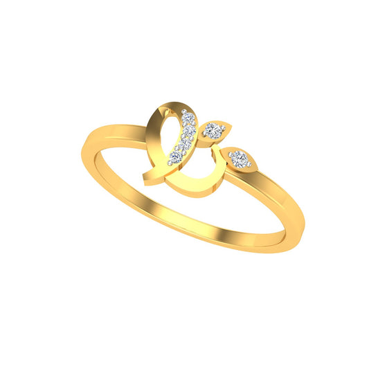 Asymmetrical Loop and Dual Leaf Bypass Diamond Ring