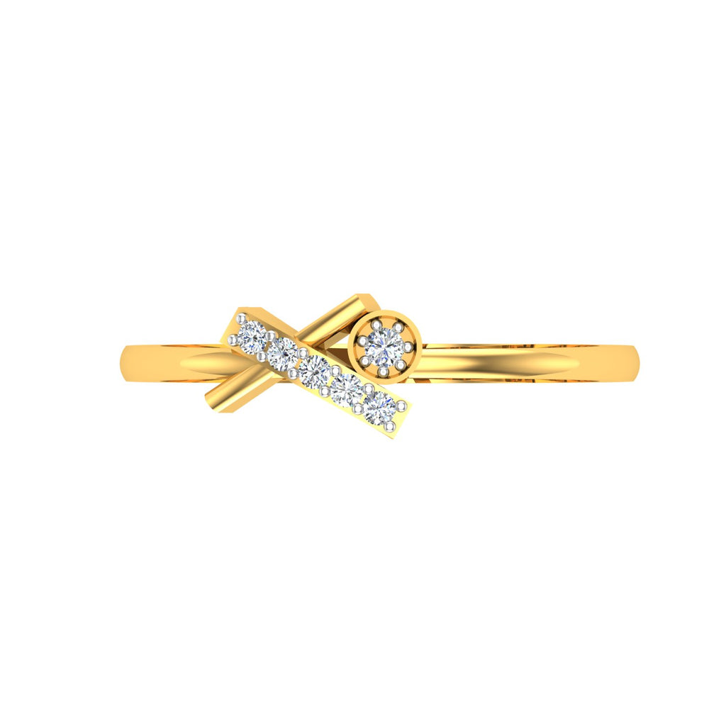 Asymmetrical Diagonal Bar and Circular Halo Bypass Diamond Ring