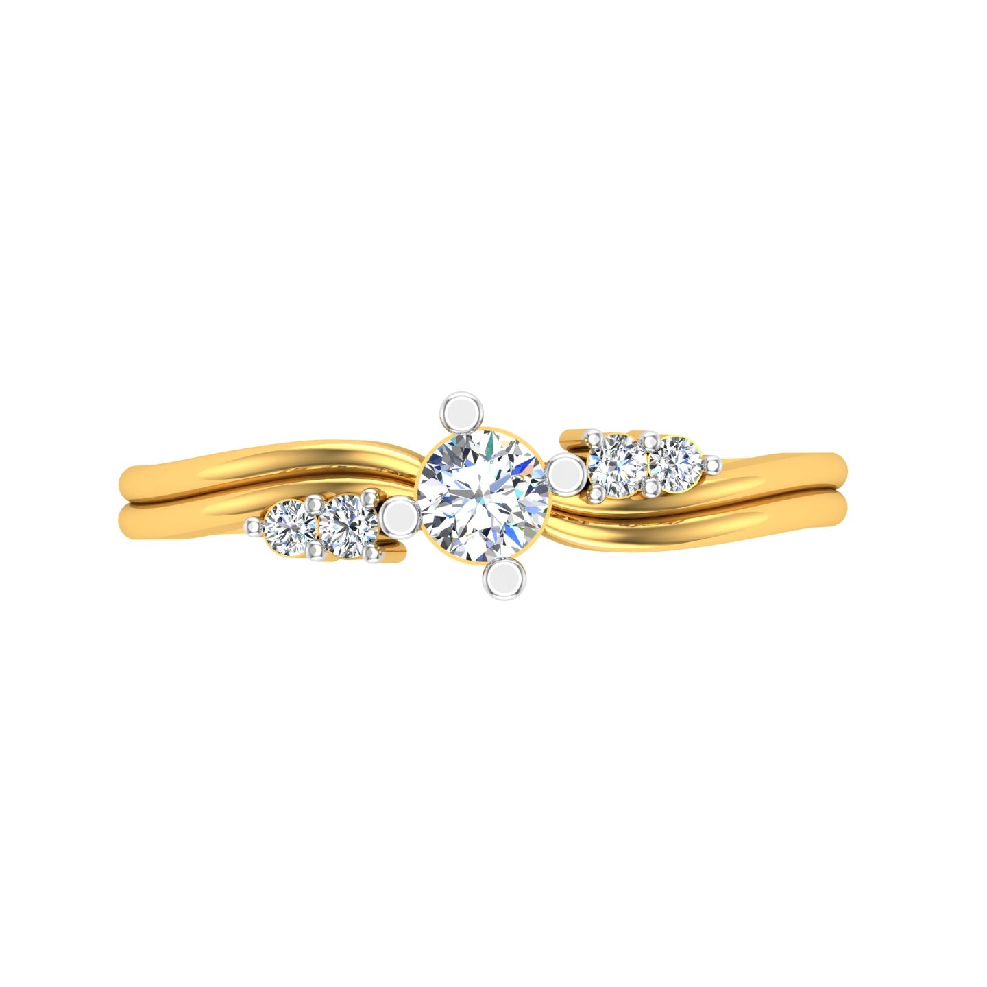 Twin Blossom Solitaire Ring