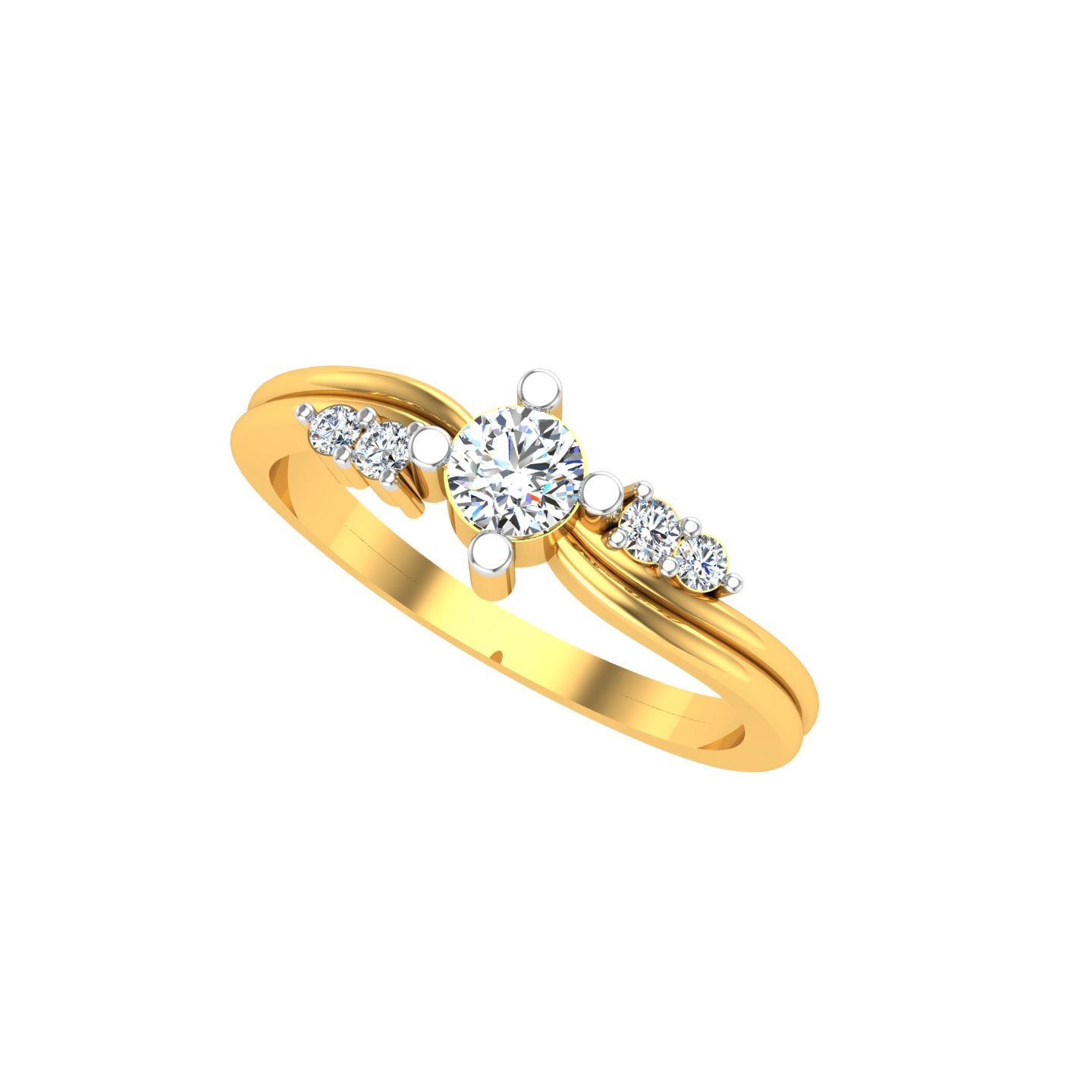 Twin Blossom Solitaire Ring
