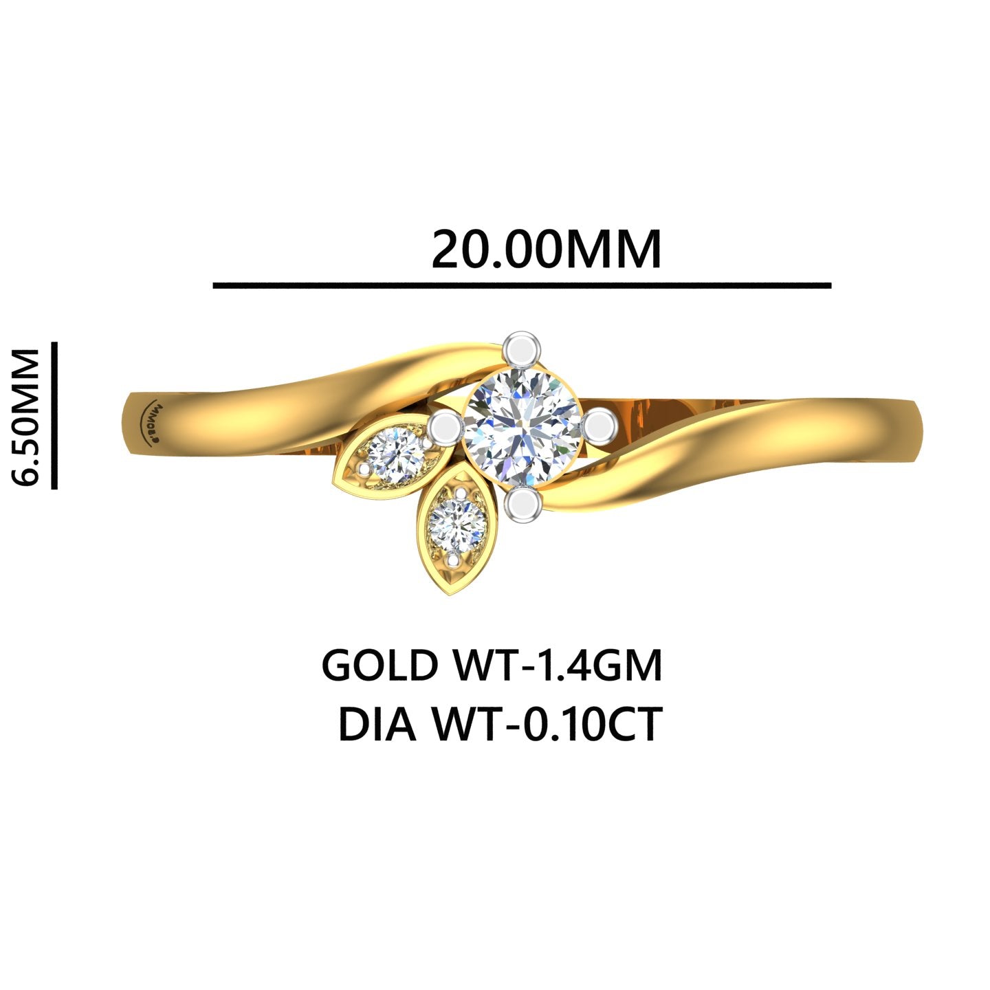 Golden Leaf Solitaire Ring
