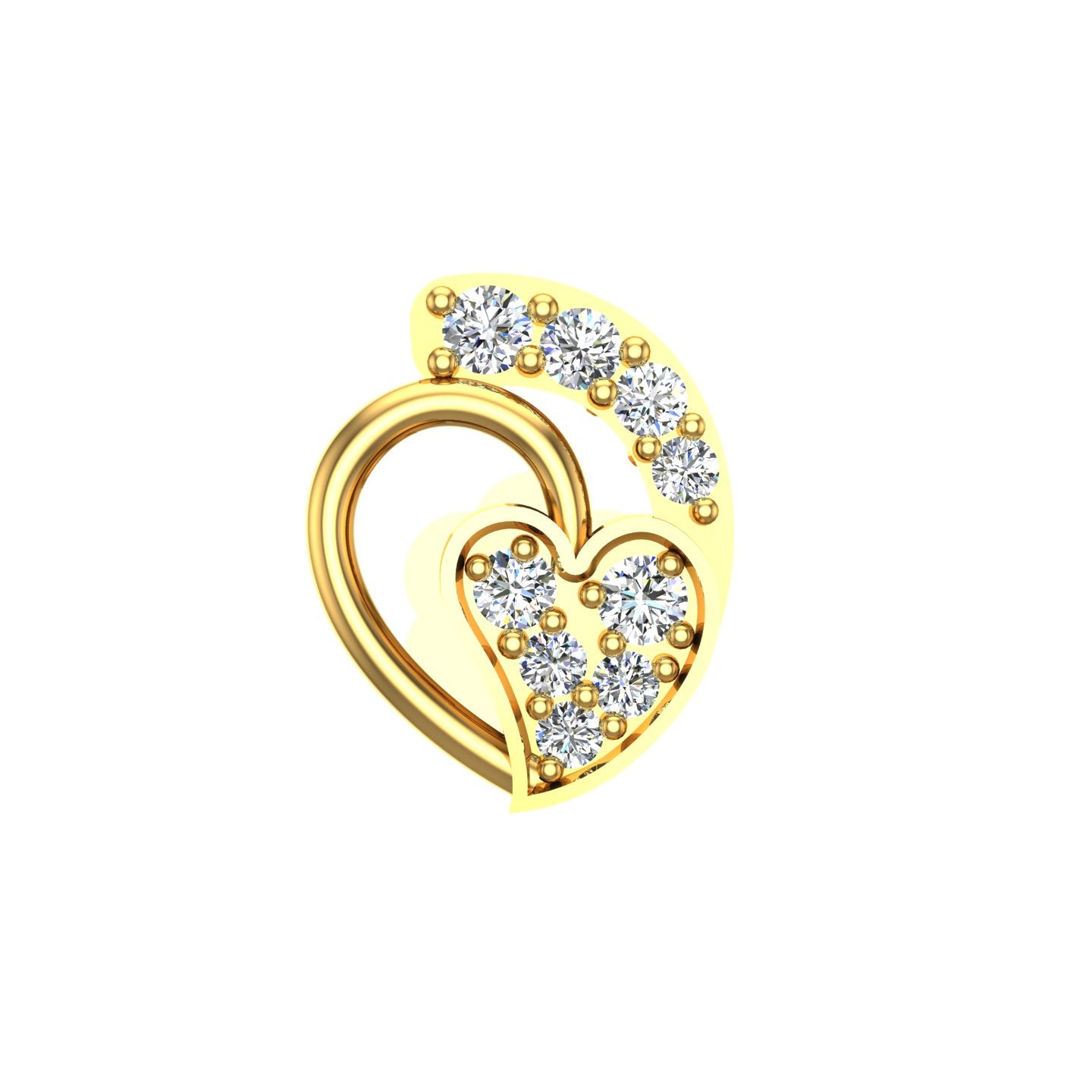 The Heart Diamond Nose Pin