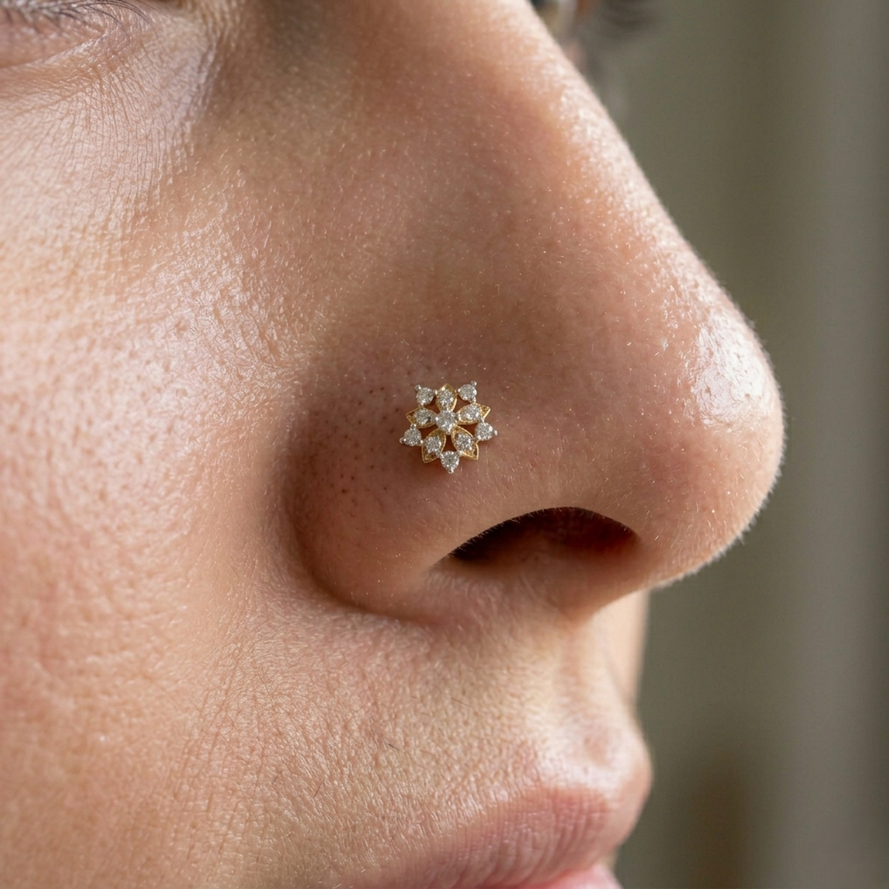 Splendid Flower Diamond Nose Pin