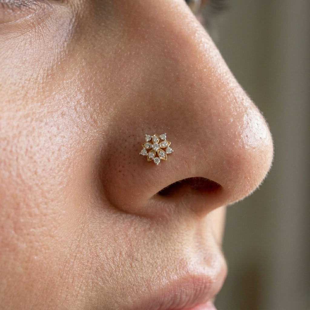 Splendid Flower Diamond Nose Pin