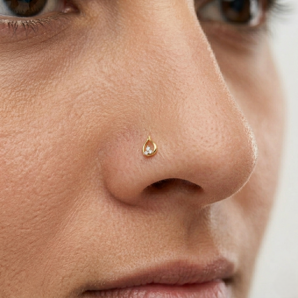 Amazea Lotus Diamond Nose Pin
