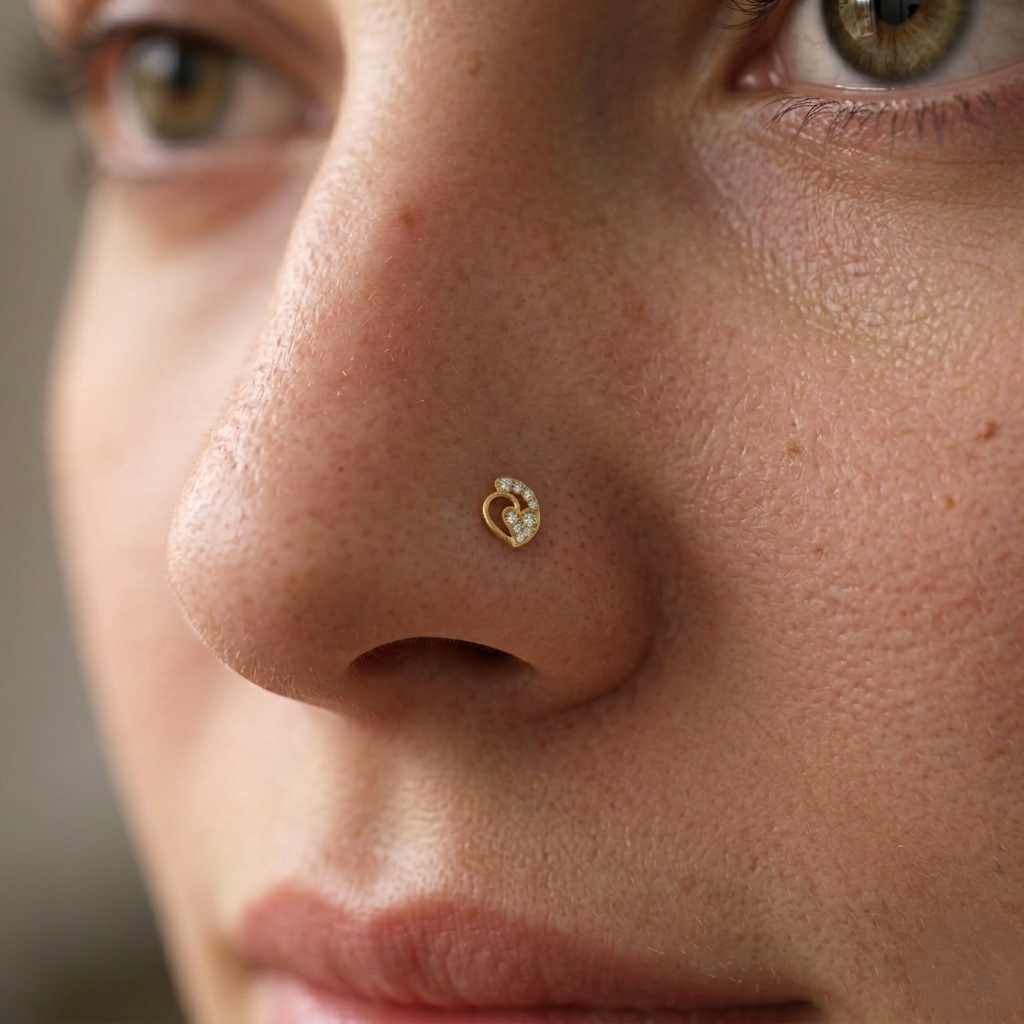 The Heart Diamond Nose Pin