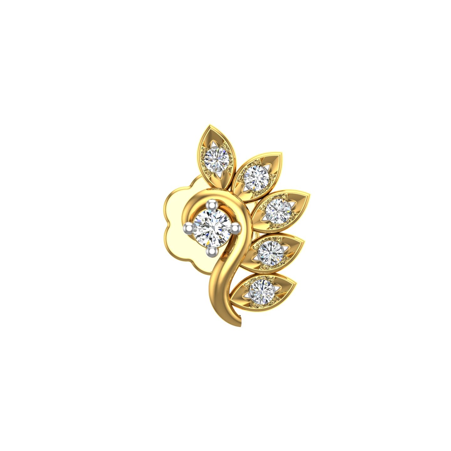 Royal Leaf Diamond Nose Pin
