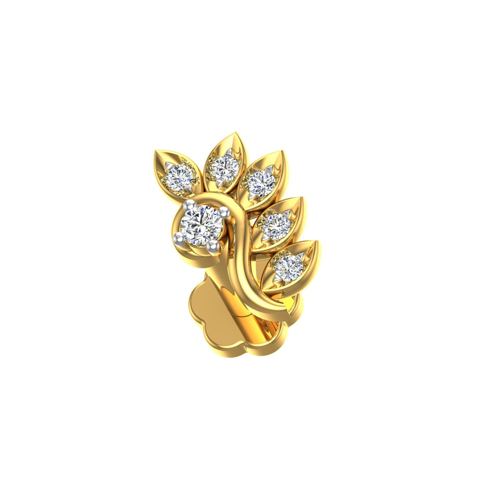 Royal Leaf Diamond Nose Pin