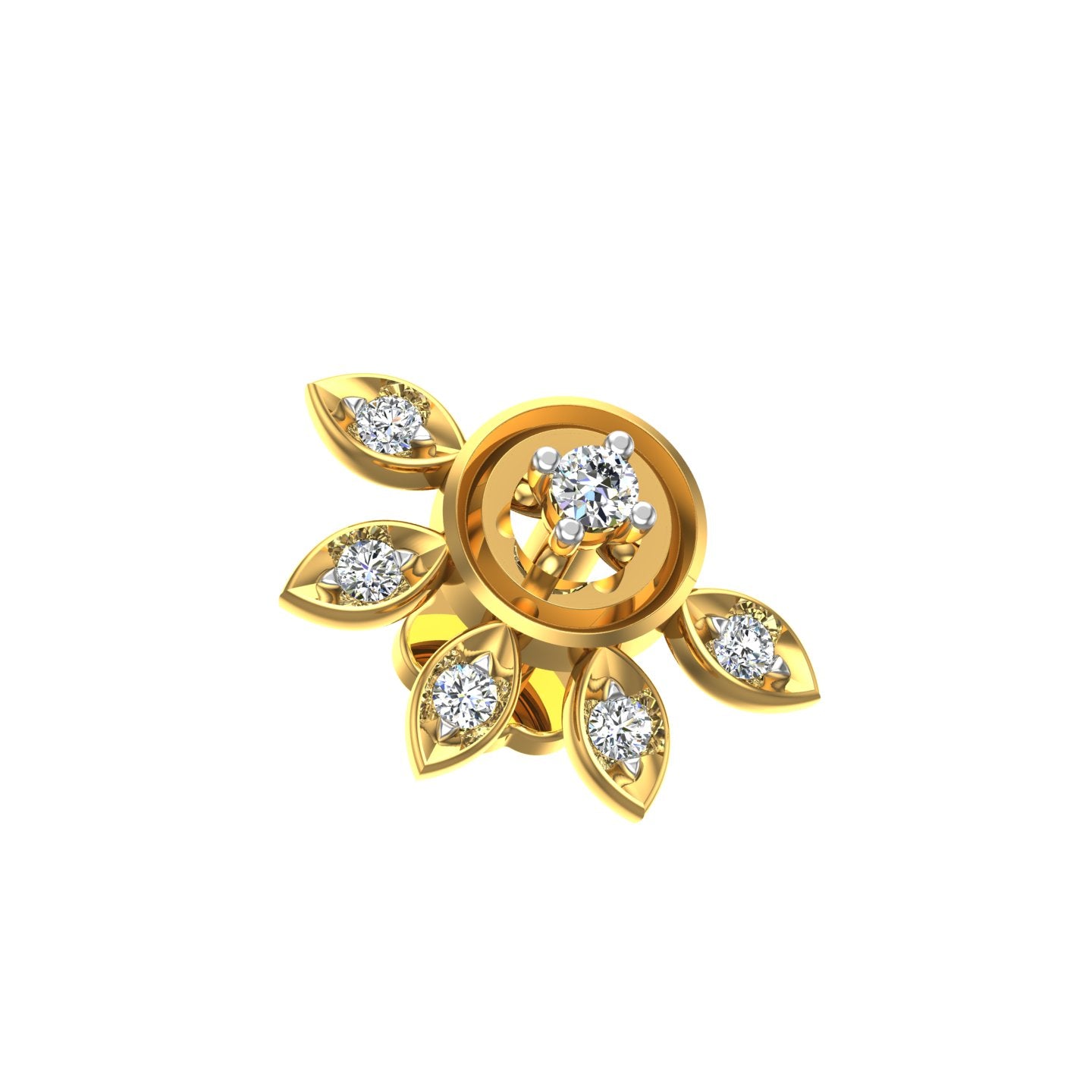 Sunbeam Leaf Diamond Nose Pin